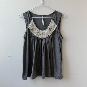 Sunao Kuwahara japanese brand lace sequins detail tank top